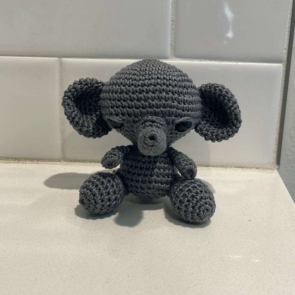Handcrafted Elephant Figure Toy Crochet Amigurumi Doll Decor - Picture 2 of 11